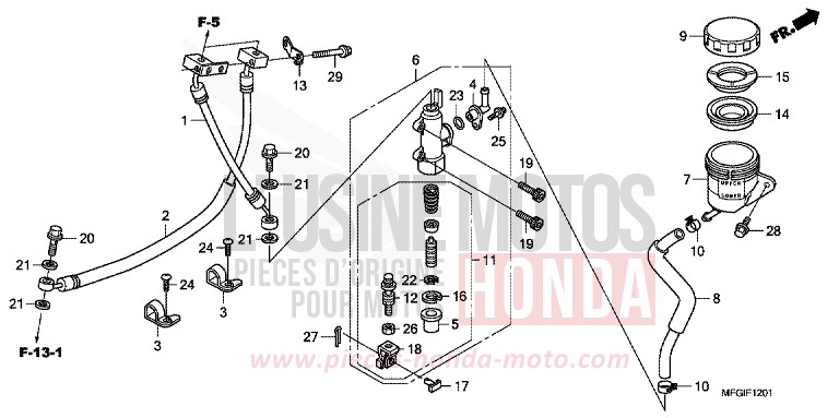 REAR BRAKE MASTERCYLINDER (CB600FA/FA3) von Hornet ABS PEARL COOL WHITE (NHA16) von 2012